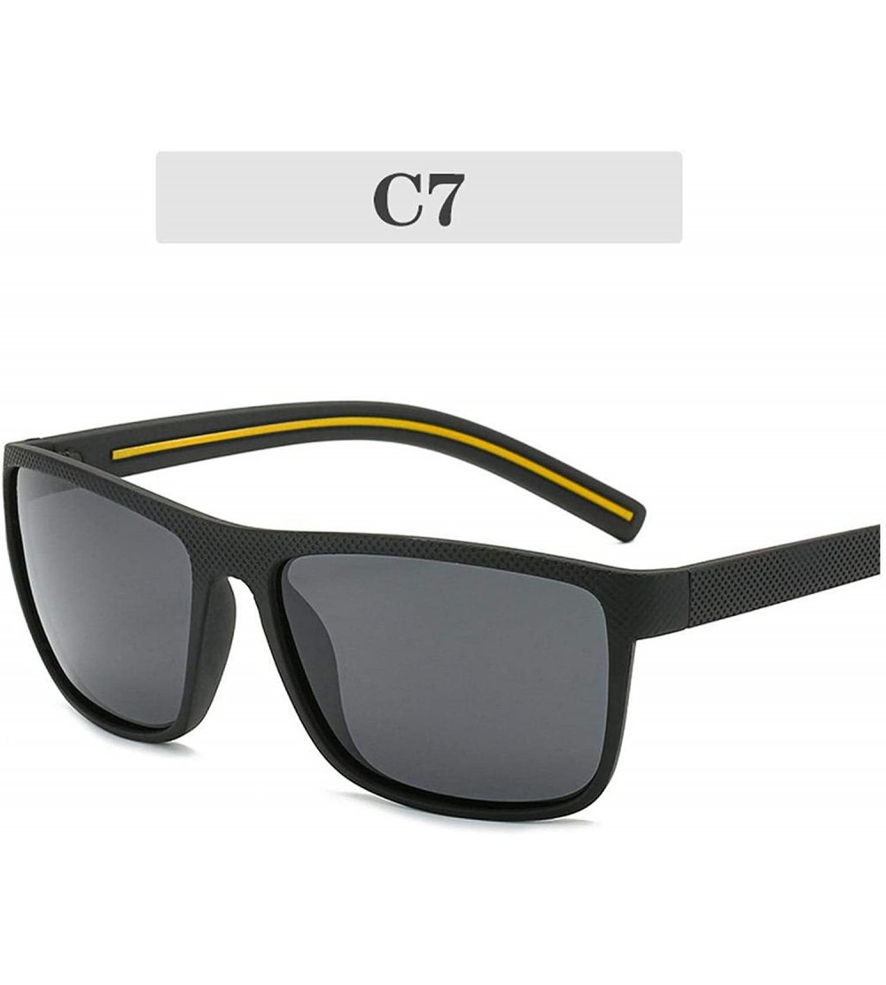 Square Vintage Sports Style Polarized Sunglasses Men Black Driving Square Sunglass Shades Women Luxury Sun Glasses - C7 - CK1...