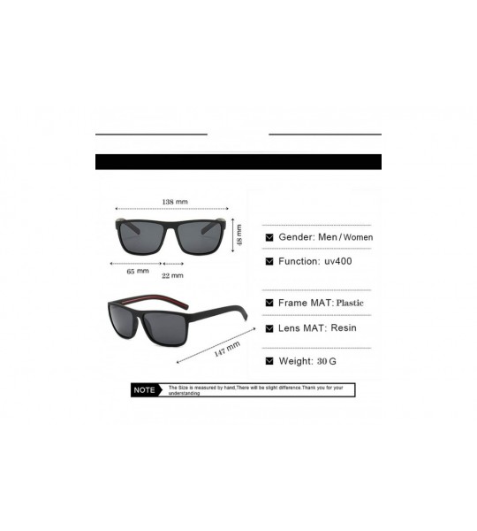 Square Vintage Sports Style Polarized Sunglasses Men Black Driving Square Sunglass Shades Women Luxury Sun Glasses - C7 - CK1...