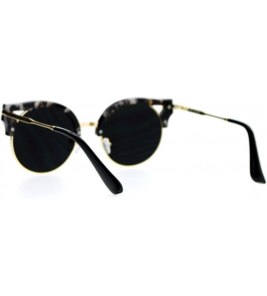 Cat Eye Hard Ribbon Half Rim Thick Cat Eye Circle Lens Chic Sunglasses - Black Tortoise - CT127A9UCYN $23.16