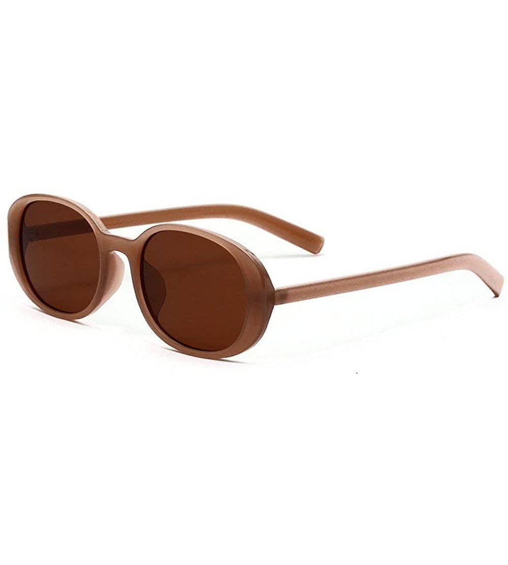 Oval 2019 oval sunglasses unisex beige retro trend brand designer sunglasses - Brown - CT18AG9DI34 $23.12