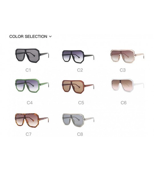 Square Retro square big box unisex 2019 new one-piece lens fashion trend sunglasses UV400 - Brown - CM18RI9S5AR $25.83