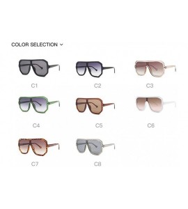 Square Retro square big box unisex 2019 new one-piece lens fashion trend sunglasses UV400 - Brown - CM18RI9S5AR $25.83