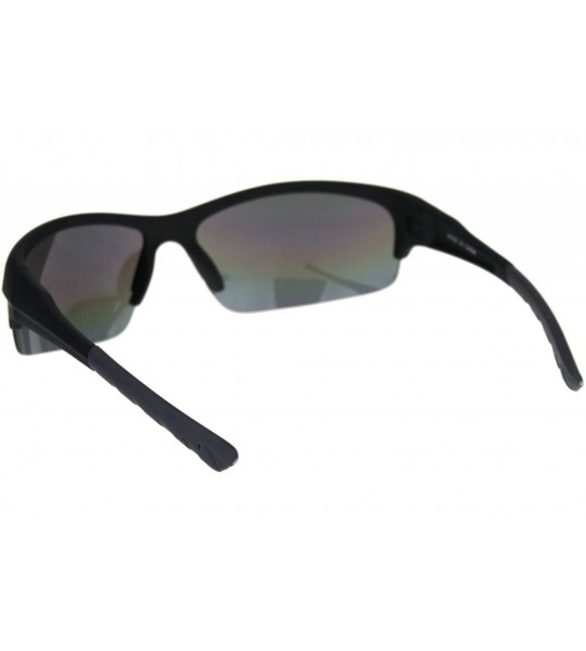 Sport Mens Classic 90s Baseball Half Rim Sport Warp Plastic Sunglasses - Matte Black Oil Slick Mirror - C018R4DXL0T $18.48