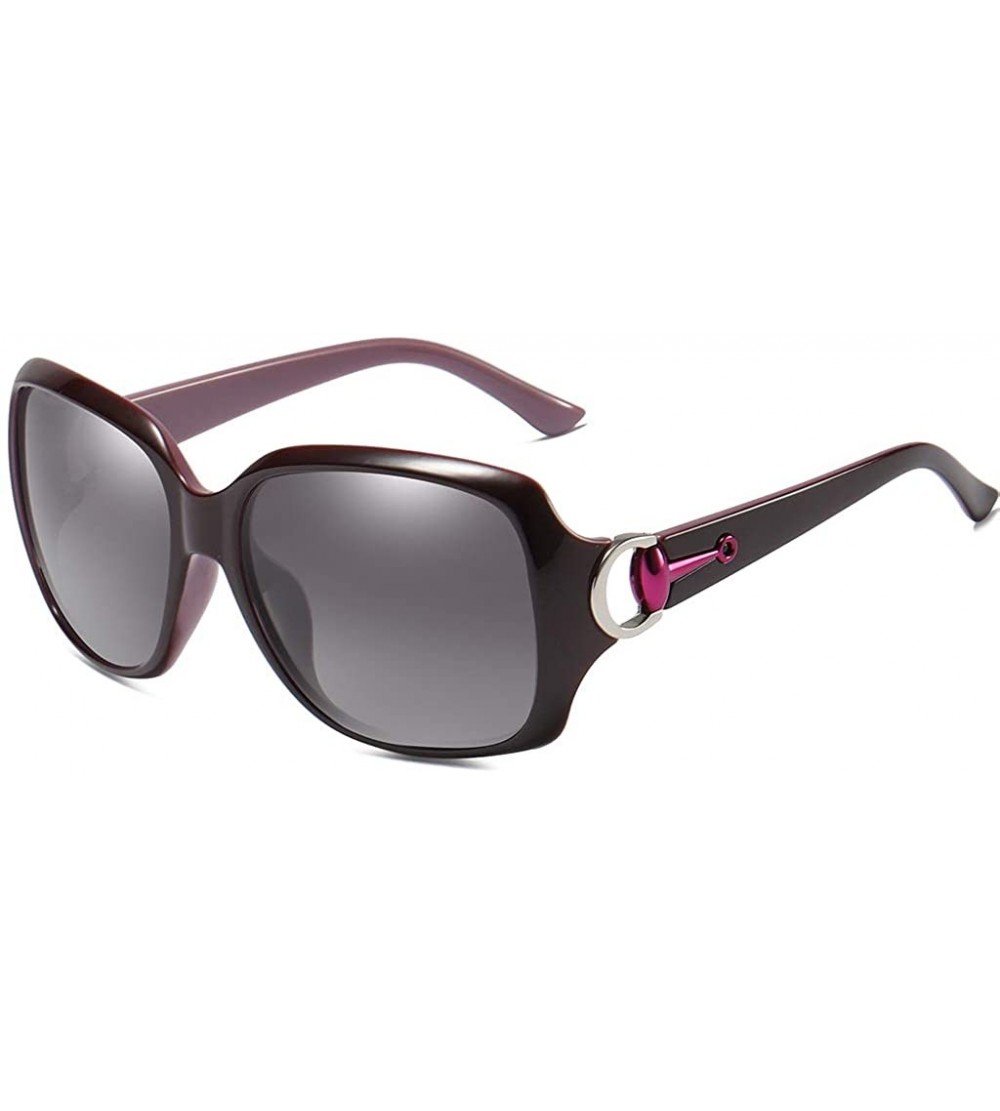 Oval Polarized Sunglasses of Women's Antiglare Anti-ultraviolet Fishing Driving Glasses Classical Large Frame - Violet - CK18...