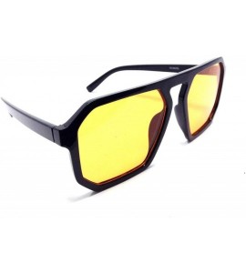 Square Oversized Square Flat Top Geometric Sunglasses - Glossy Black Frame - C018LSQSAS5 $17.40