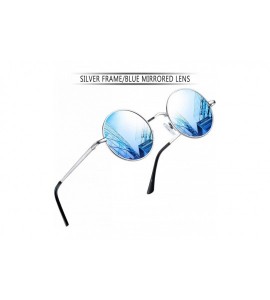 Round Lennon Round Sunglasses for Men Women - Small Circle Hippie Sunglasses Polarized - 2 Pack(black+blue) - CR18X5KADT8 $28.53