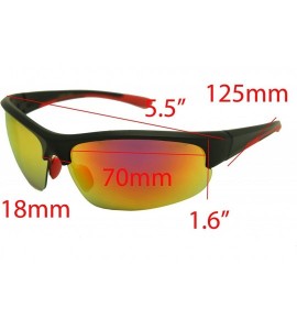 Rectangular Double Injection Sunglasses SPORTS - Matte Black Red / Red Mirror - CM12HTQ11IJ $34.66