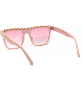 Rectangular Womens Thin Metal Chain Weave Trim Plastic Horn Rim Sunglasses - Pink Gradient Pink - C818UM9E72M $24.64