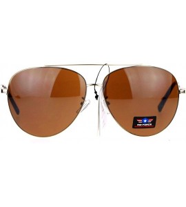 Aviator Air Force Aviator Sunglasses Classic Metal Aviators Unisex Fashion UV 400 - Gold (Brown) - CN185UX0CKR $20.03