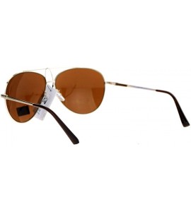 Aviator Air Force Aviator Sunglasses Classic Metal Aviators Unisex Fashion UV 400 - Gold (Brown) - CN185UX0CKR $20.03