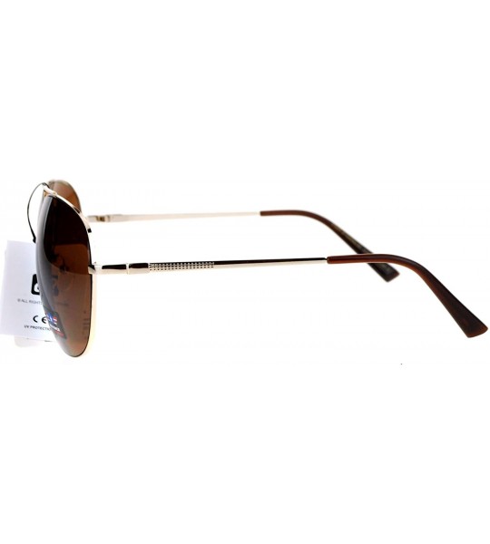 Aviator Air Force Aviator Sunglasses Classic Metal Aviators Unisex Fashion UV 400 - Gold (Brown) - CN185UX0CKR $20.03