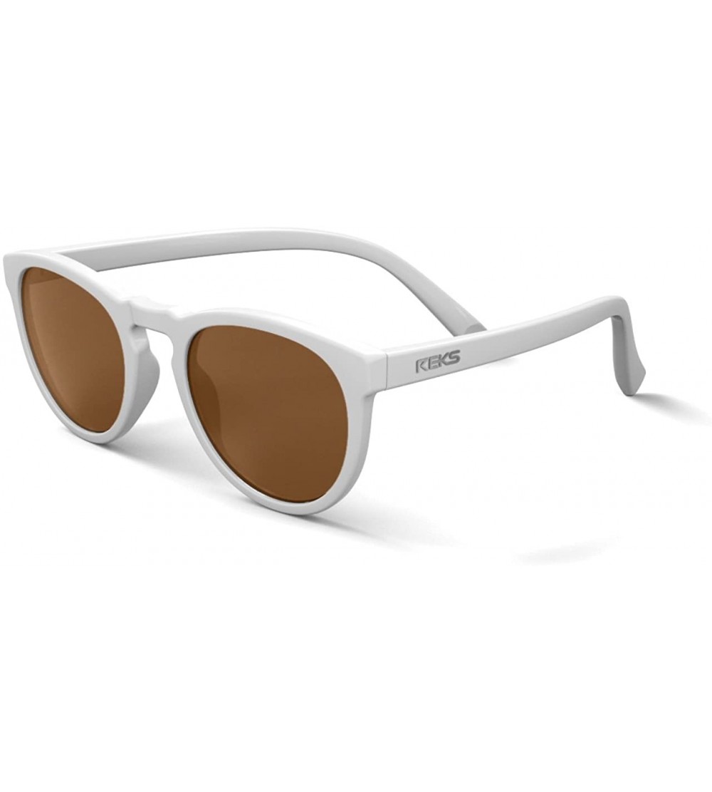 Round Round Polarized Sunglasses- White Frame - Brown Lenses - CZ12NADPA76 $27.50