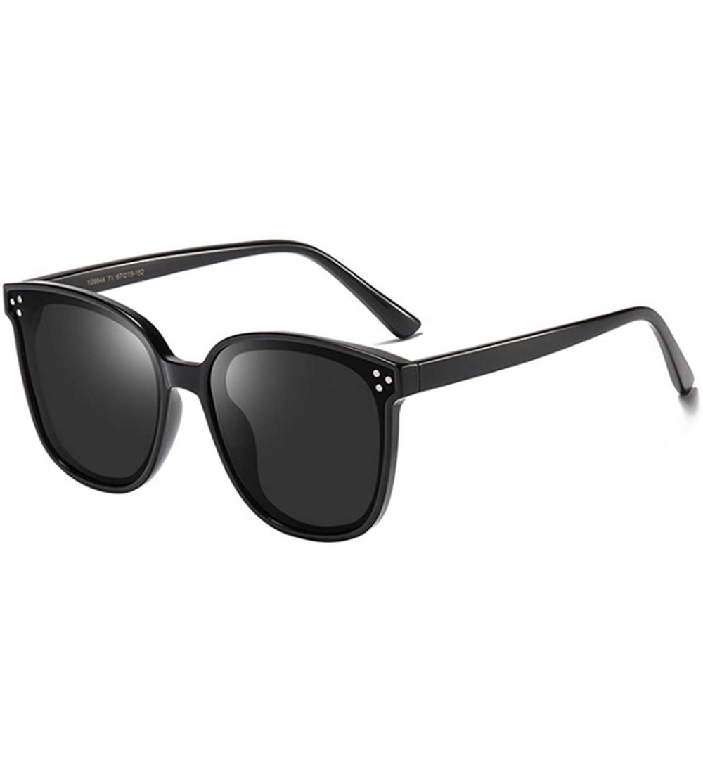 Oversized Polarized Sunglasses Oversized Square Eyewear Full Rimmed Protection Anti-UV for Men and Women - Black - CZ18QOGAET...