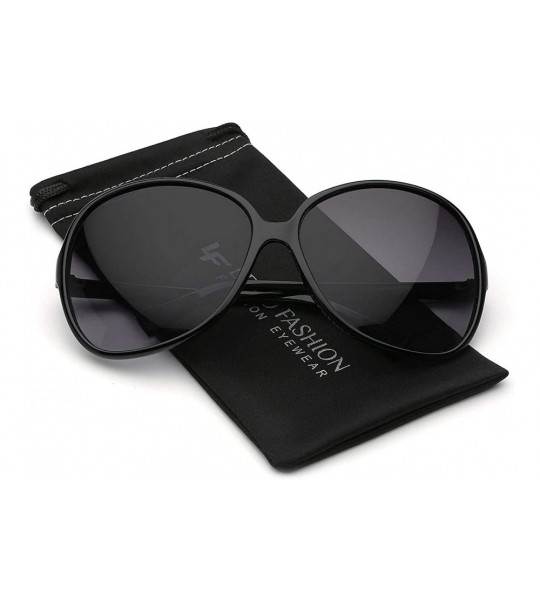 Cat Eye Oversized Round Frame Women's Butterfly Fashion Statement Sunglasses - Black - Gradient Smoke - CB11P3RCFTB $19.08