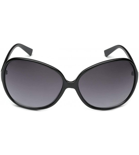 Cat Eye Oversized Round Frame Women's Butterfly Fashion Statement Sunglasses - Black - Gradient Smoke - CB11P3RCFTB $19.08