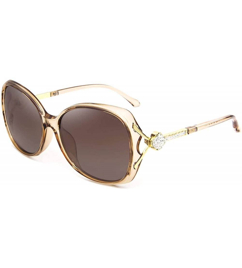 Oversized Fashion Oversized Polarized Sunglasses for Women Vintage Rhinstone Designer Sun Glasses - Brown Frame Brown Lens - ...