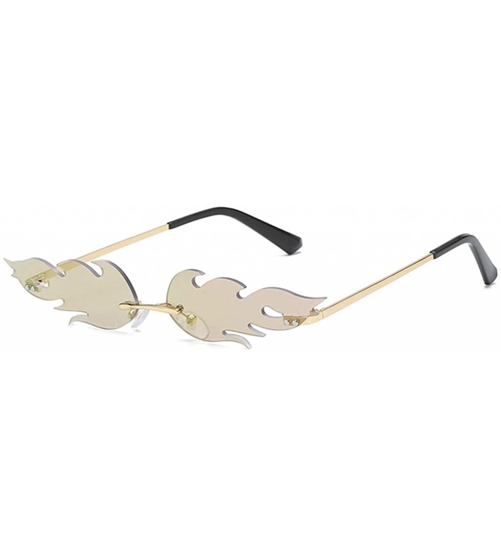 Oversized Fashion Flame Sunglasses for Women Men Small Face Rimless Sun Shades UV Protection Trendy Glasses - C - CS190E9NKAK...
