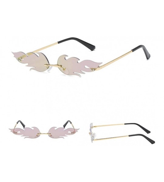 Oversized Fashion Flame Sunglasses for Women Men Small Face Rimless Sun Shades UV Protection Trendy Glasses - C - CS190E9NKAK...