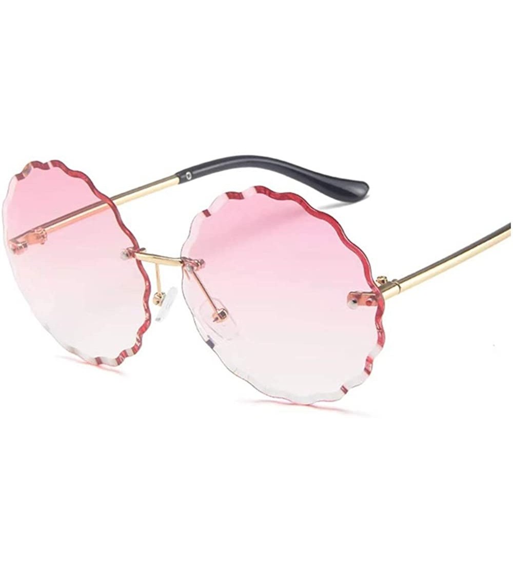 Oversized Round Oversized Sunglasses for Women New Fashion Glasses Uv Protection Metal Frame AC Lens MLS2203 - Pink - CP18UXT...