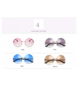 Oversized Round Oversized Sunglasses for Women New Fashion Glasses Uv Protection Metal Frame AC Lens MLS2203 - Pink - CP18UXT...