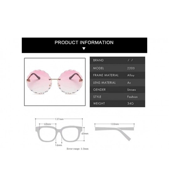 Oversized Round Oversized Sunglasses for Women New Fashion Glasses Uv Protection Metal Frame AC Lens MLS2203 - Pink - CP18UXT...