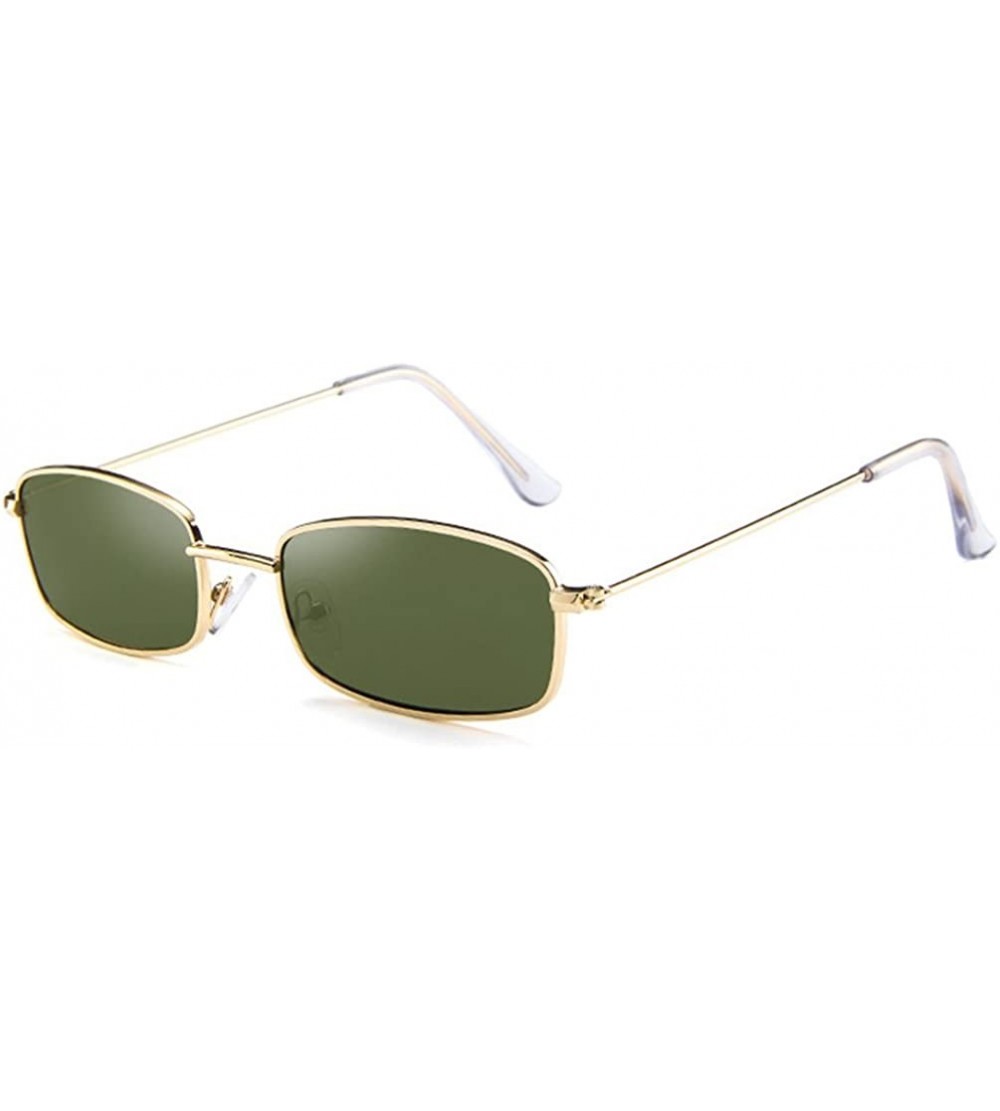 Shield Small Metal Frame Square Sunglasses Non Polarized Lens - Gold/Dark Green - CU18EGKC9IK $18.63