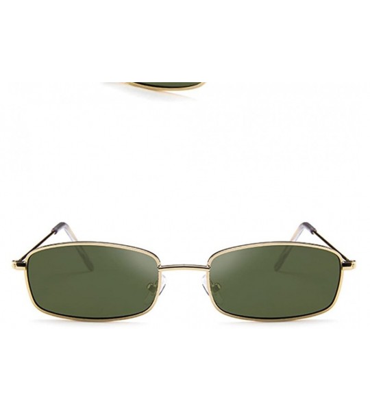 Shield Small Metal Frame Square Sunglasses Non Polarized Lens - Gold/Dark Green - CU18EGKC9IK $18.63