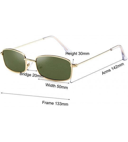 Shield Small Metal Frame Square Sunglasses Non Polarized Lens - Gold/Dark Green - CU18EGKC9IK $18.63