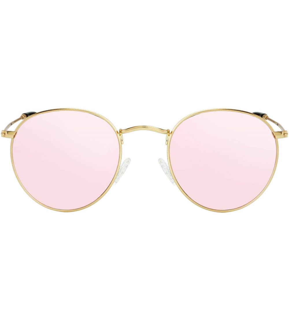 Wayfarer Small Round Polarized Sunglasses for Men Women Mirrored Lens Classic Circle Sun Glasses - CI18XDAX9E7 $27.94