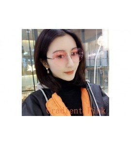 Round New Beach Round Sunglasses 2019 Fashion Retro Gradient Glasses (Gradient Pink) - Gradient Pink - CJ18RNDIQE8 $27.49