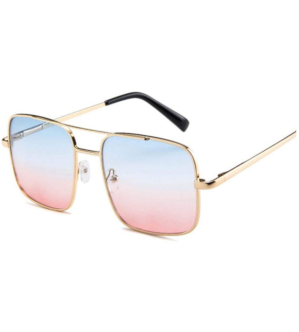 Goggle New Oversized Square Sunglasses Women Designer Frame Transparent Gradient Sun Glasses Female Feminino - Blue Red - CV1...