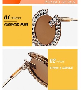 Oval Retro Women Sunglasses Imitation Diamond-Owersized Lens Shade Glasses Rimless - D - CX190EDRA2O $57.20