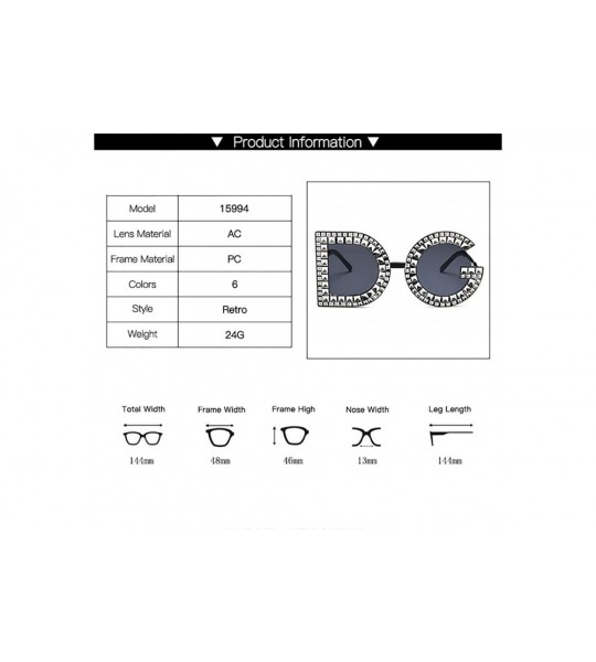 Oval Retro Women Sunglasses Imitation Diamond-Owersized Lens Shade Glasses Rimless - D - CX190EDRA2O $57.20