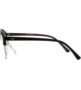 Round Mens Retro Hipster Half Horn Rim Clear Lens Eyeglasses - Dark Brown Silver - CT185R6EH7D $18.83