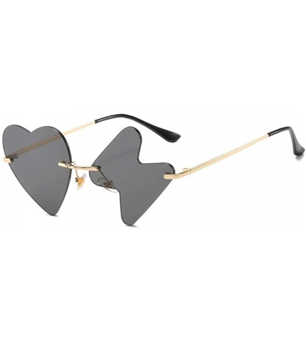 Rimless Love Heart Rimless Sunglasses for Women Trendy Oversized Lighting Shades UV Protection - C1 Gold Gray - C9190HDOTMH $...
