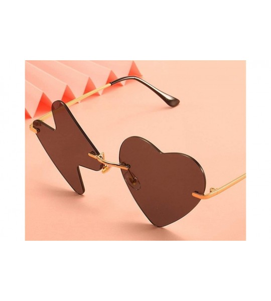 Rimless Love Heart Rimless Sunglasses for Women Trendy Oversized Lighting Shades UV Protection - C1 Gold Gray - C9190HDOTMH $...