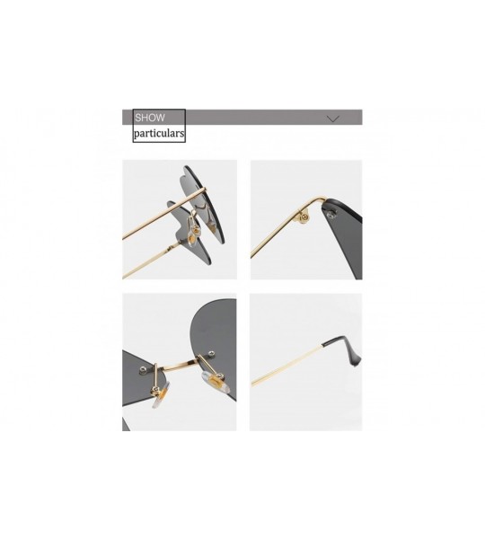 Rimless Love Heart Rimless Sunglasses for Women Trendy Oversized Lighting Shades UV Protection - C1 Gold Gray - C9190HDOTMH $...