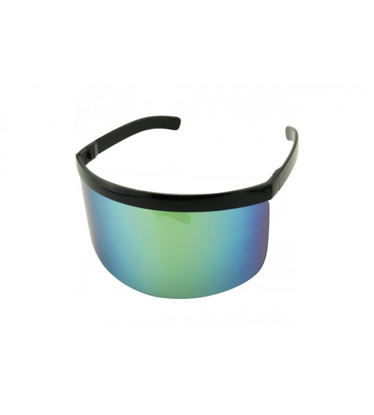 Shield Futuristic Oversized Mirrored Visor Style Full Colorful Shield Flash Mono Lens Flat Top Sunglasses - CD18XTZ3KGO $30.18