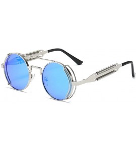 Goggle Vintage Punk Sunglasses Women Fasion Round Sunglasses Classic Black Goggle Sun Glasses Shades UV400 - Blue - CL1948OW4...