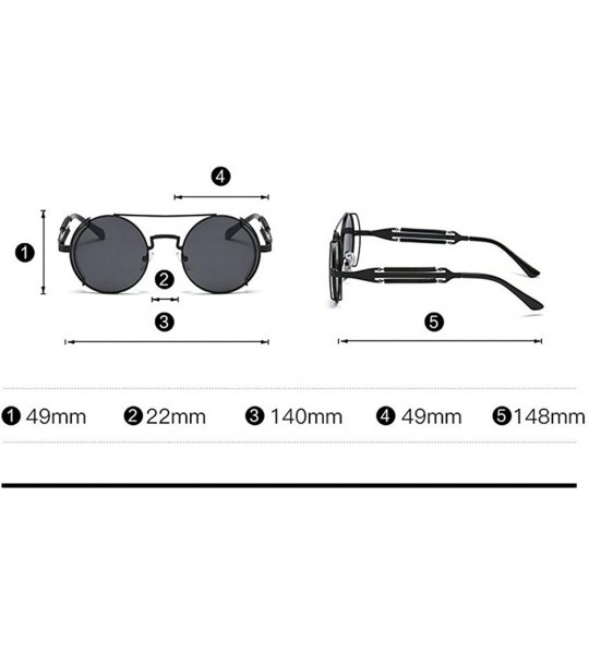 Goggle Vintage Punk Sunglasses Women Fasion Round Sunglasses Classic Black Goggle Sun Glasses Shades UV400 - Blue - CL1948OW4...