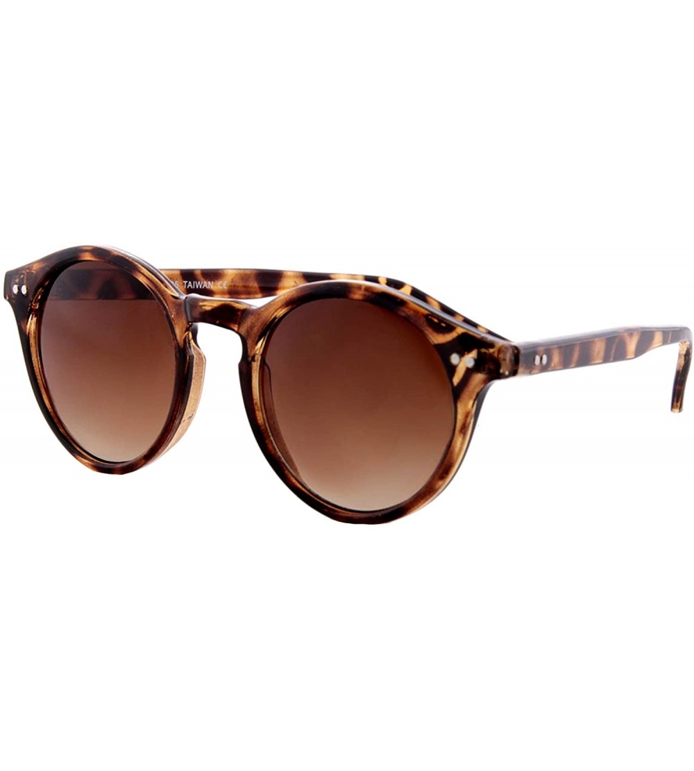 Round Unisex Sunglasses Small Classic Round Retro Modern Inspired Tinted Lens - Brown Print Frame/ Brown Lens - CN18K2868XQ $...
