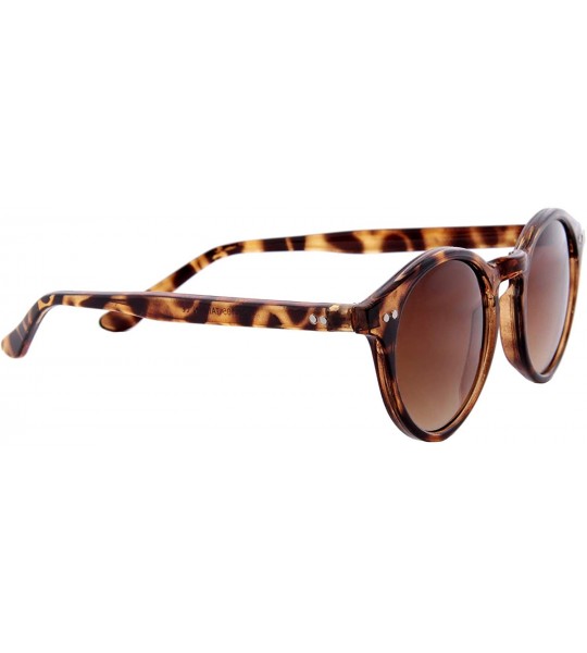 Round Unisex Sunglasses Small Classic Round Retro Modern Inspired Tinted Lens - Brown Print Frame/ Brown Lens - CN18K2868XQ $...