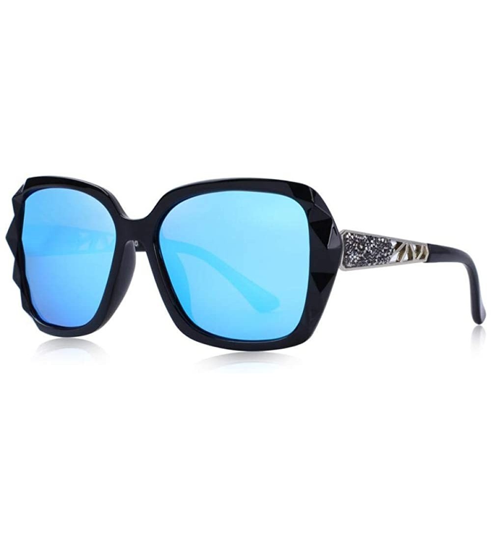 Aviator DESIGN Women Classic Polarized Sunglasses UV400 Protection S6130 C01 Black - C03 Black Blue - CH18XGD7T6C $26.99