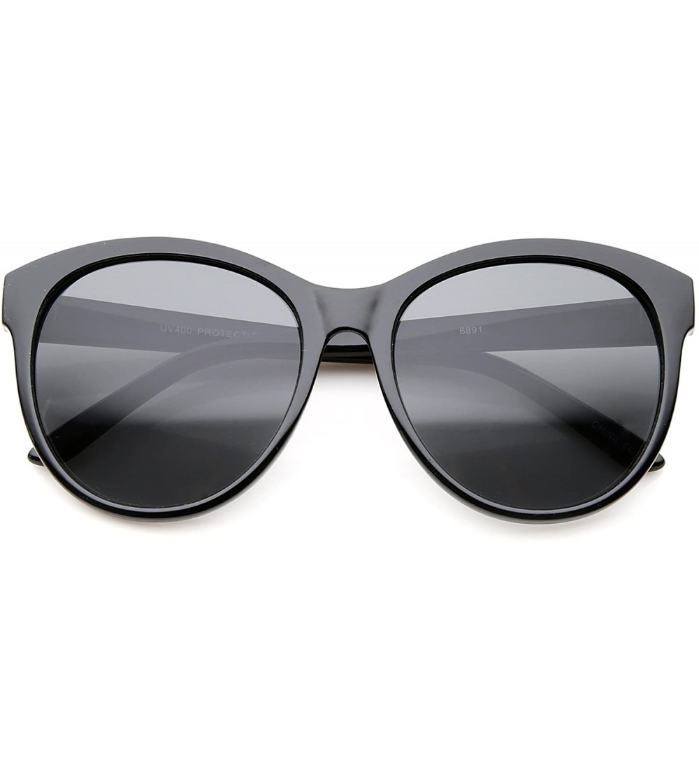 Oversized Women's Fashion Horn Rimmed Oversized Cat Eye Sunglasses 58mm - Black / Smoke - C412JP6G04B $19.68