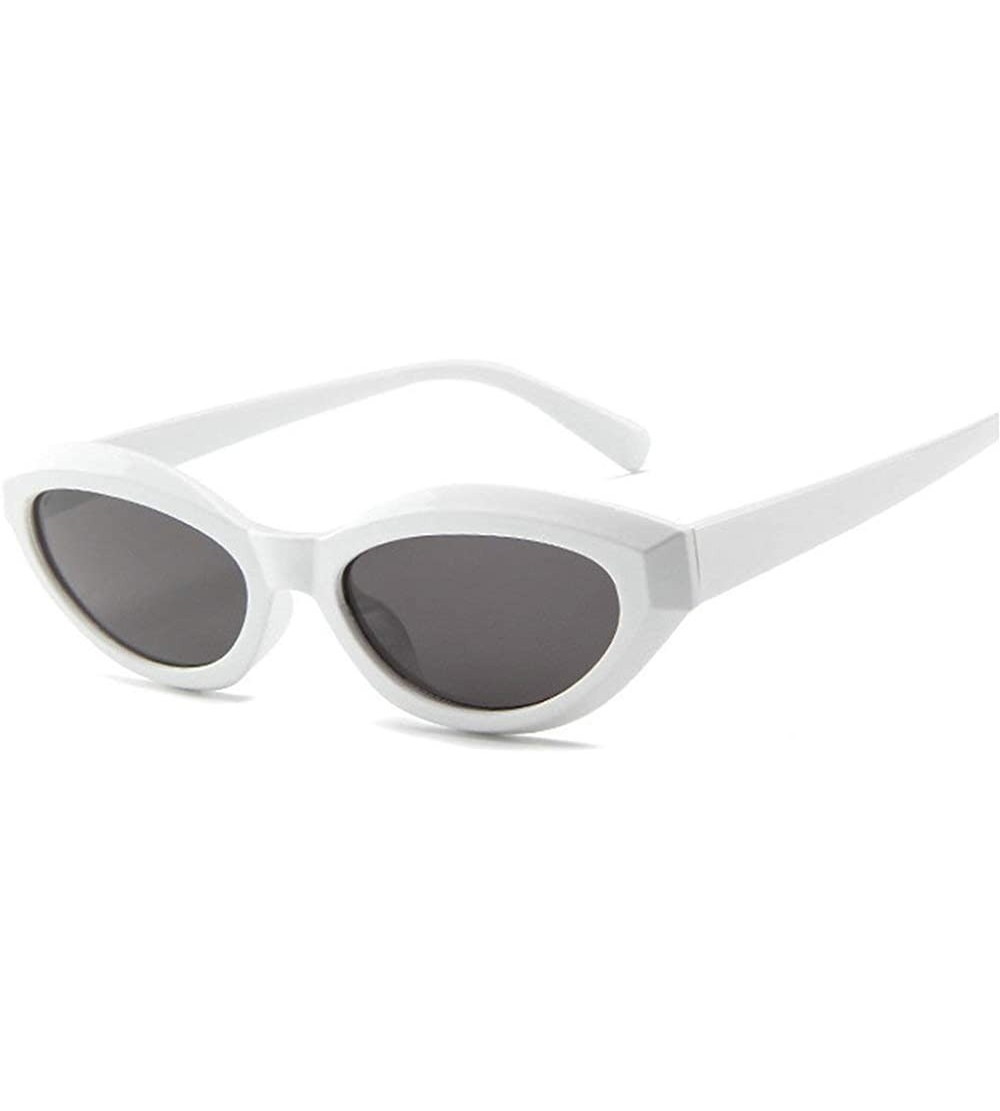 Oval Fashion New Lady Cat Glasses small Oval Full Frame Stylish Unisex UV400 Sunglasses - White - CC18QGMAOSR $22.89