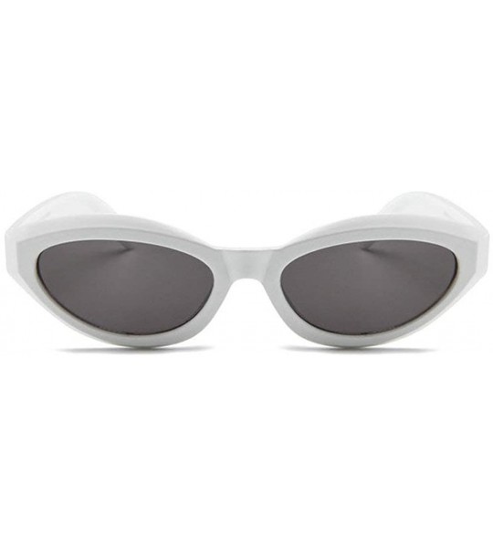 Oval Fashion New Lady Cat Glasses small Oval Full Frame Stylish Unisex UV400 Sunglasses - White - CC18QGMAOSR $22.89