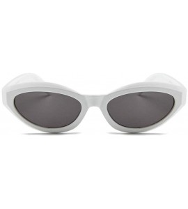 Oval Fashion New Lady Cat Glasses small Oval Full Frame Stylish Unisex UV400 Sunglasses - White - CC18QGMAOSR $22.89