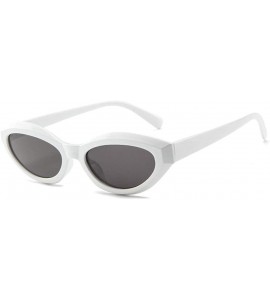 Oval Fashion New Lady Cat Glasses small Oval Full Frame Stylish Unisex UV400 Sunglasses - White - CC18QGMAOSR $22.89