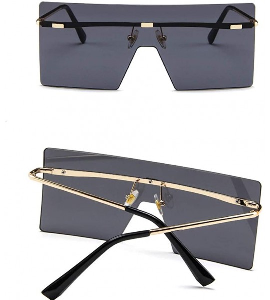 Rimless Big Square Rimless Sunglasses Women Men Vintage Metal Oversized Shades Eyewear - Gray - CO1906296EE $20.12