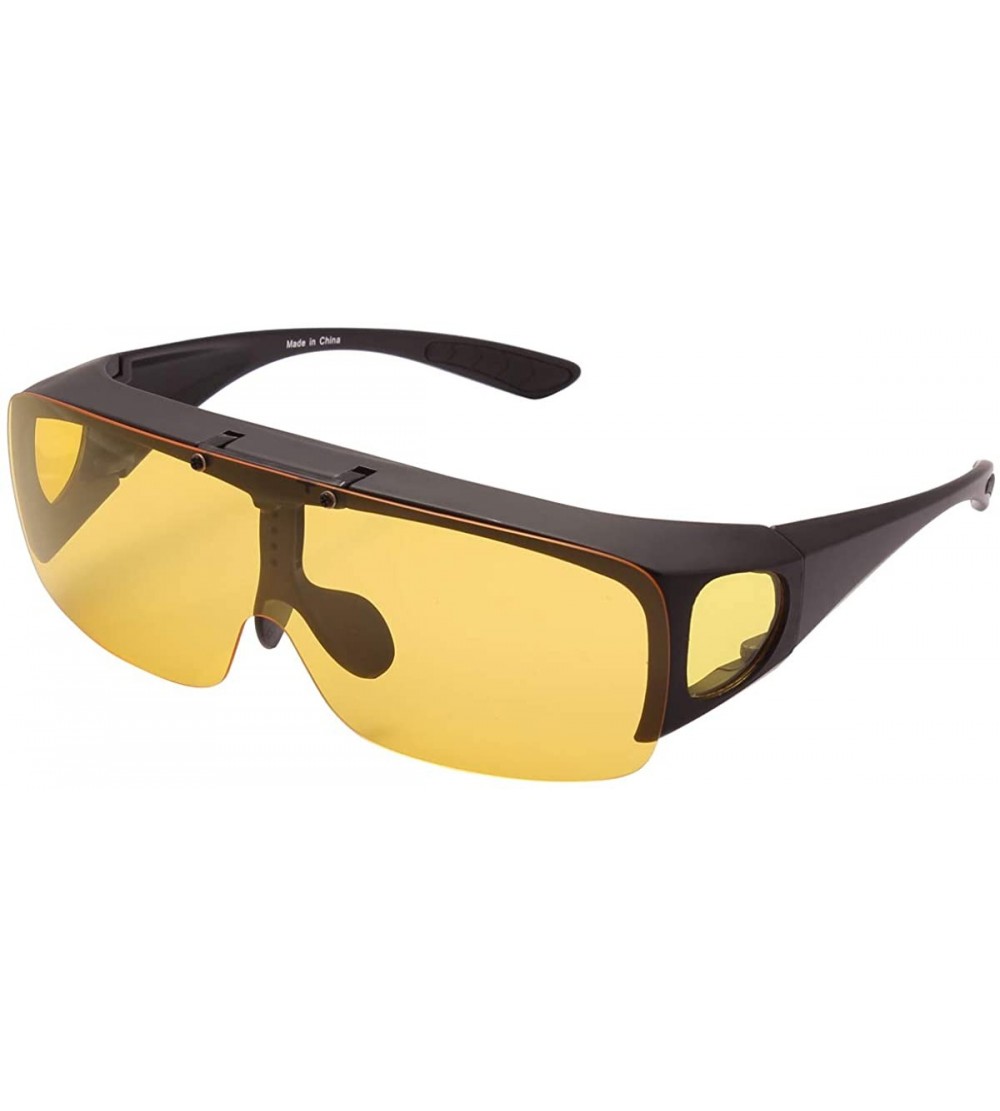 Goggle Headlight Night Vision Driving Glasses Wraparounds Polarized Sunglasses - Matte Black - CT12B85BZ5V $31.73